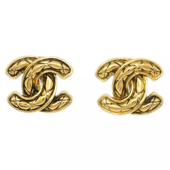 Chanel Gold CC Earrings Clip-On - Picture 1 of 8